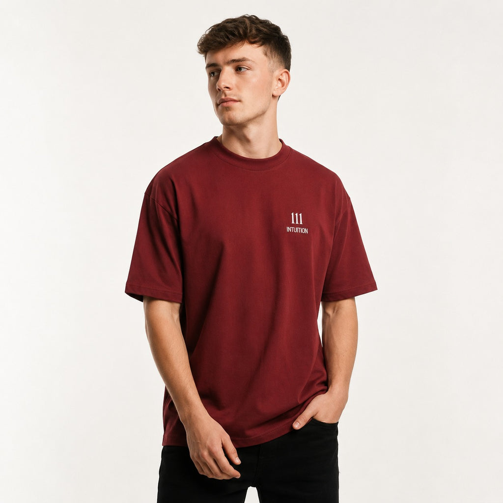 ARZO “Angel 111” Manifest Oversize Tee – Crimson Red