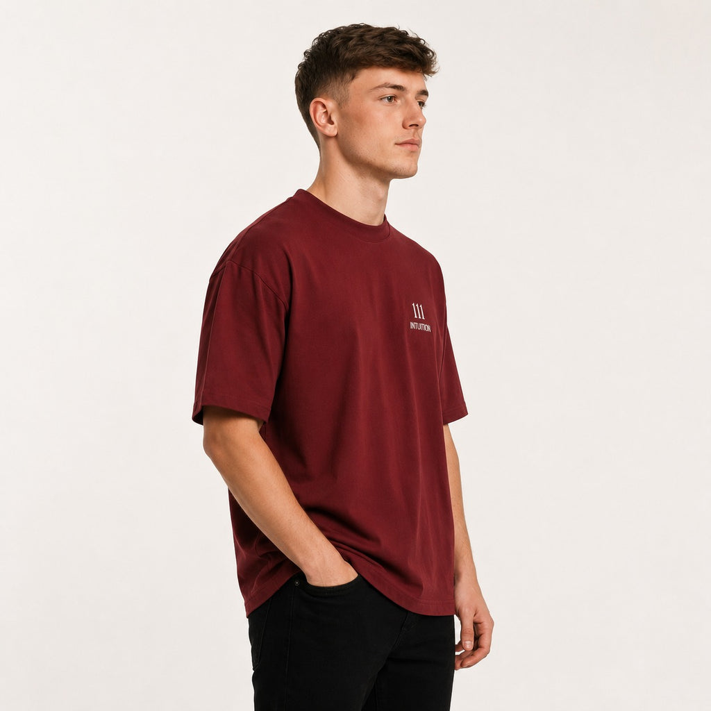 ARZO “Angel 111” Manifest Oversize Tee – Crimson Red