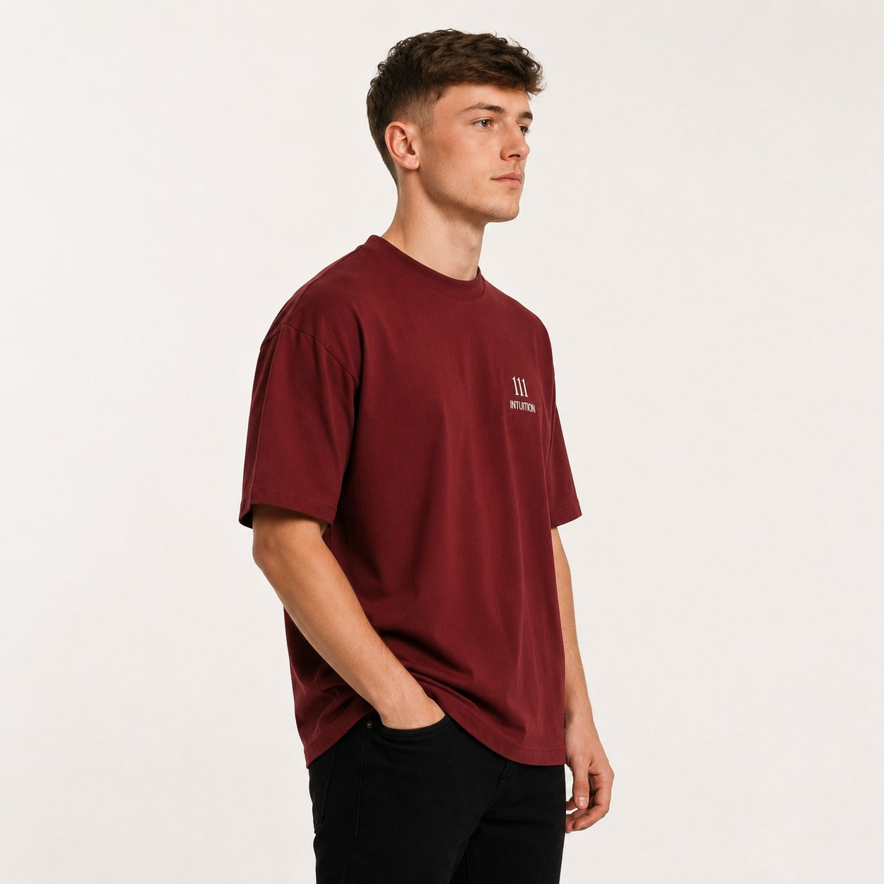 ARZO “Angel 111” Manifest Oversize Tee – Crimson Red