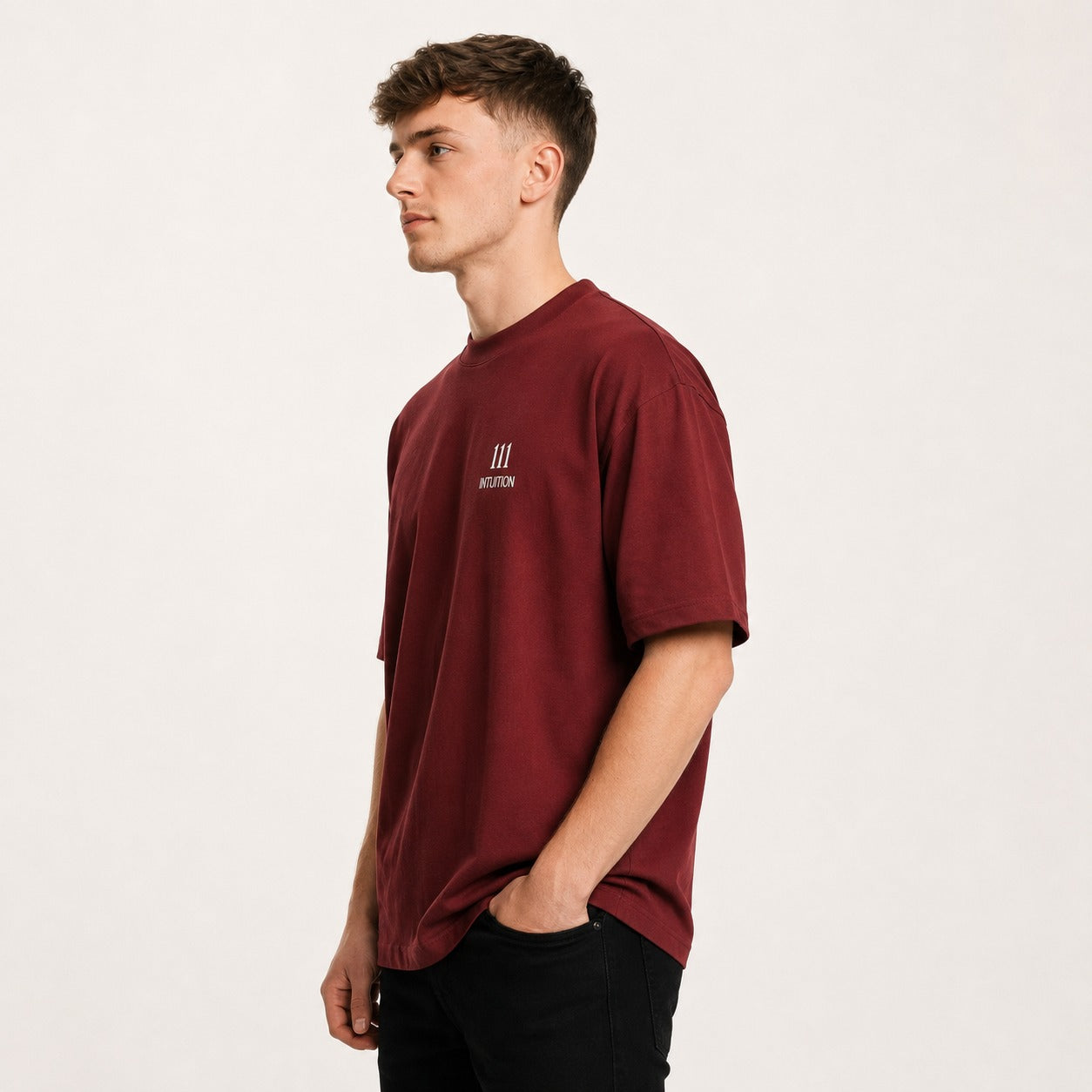 ARZO “Angel 111” Manifest Oversize Tee – Crimson Red