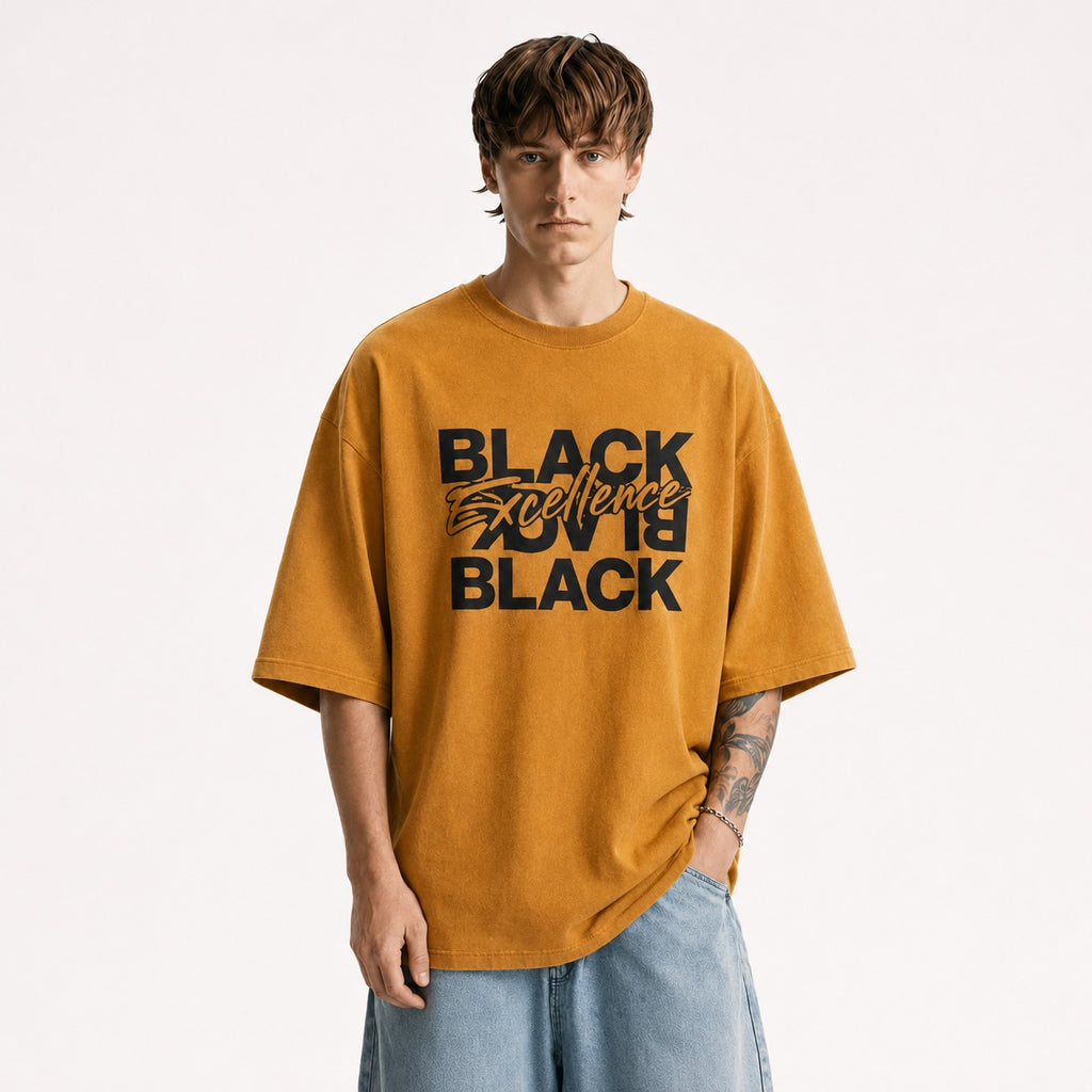 ARZO “Black Excellence”Power Oversize Tee – Earth Brown