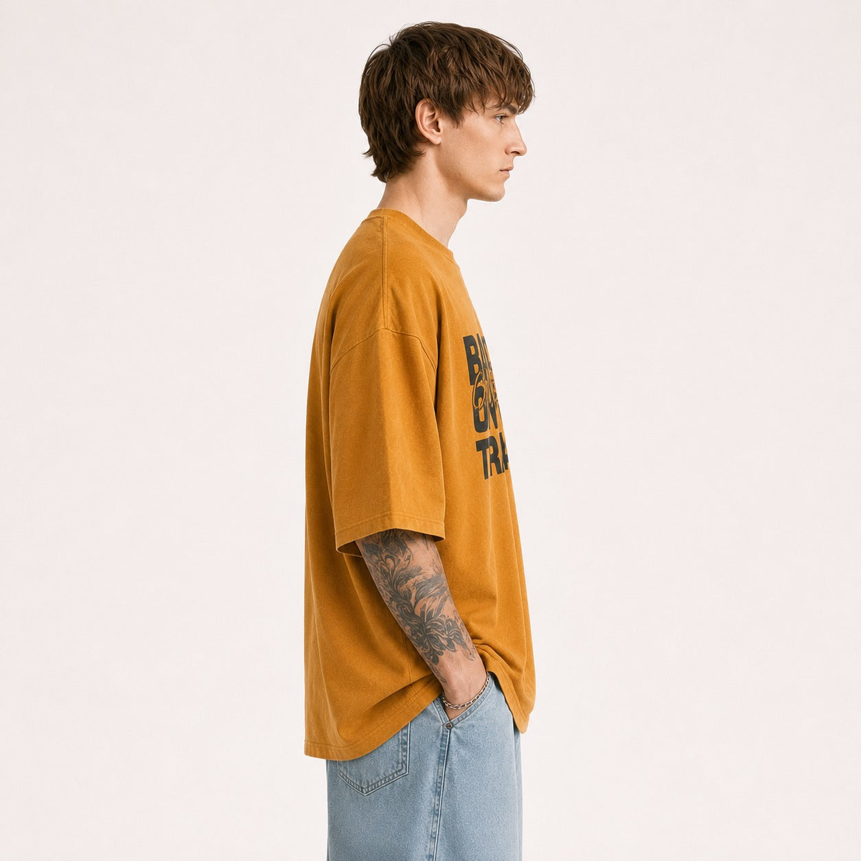 ARZO “Black Excellence”Power Oversize Tee – Earth Brown