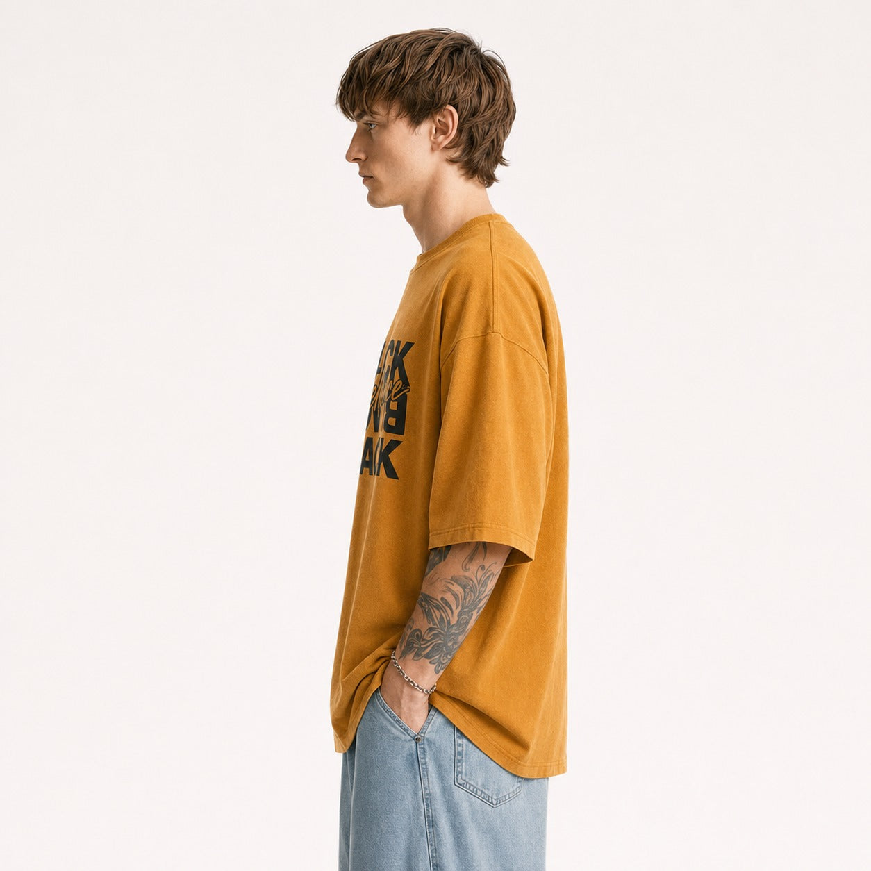 ARZO “Black Excellence”Power Oversize Tee – Earth Brown