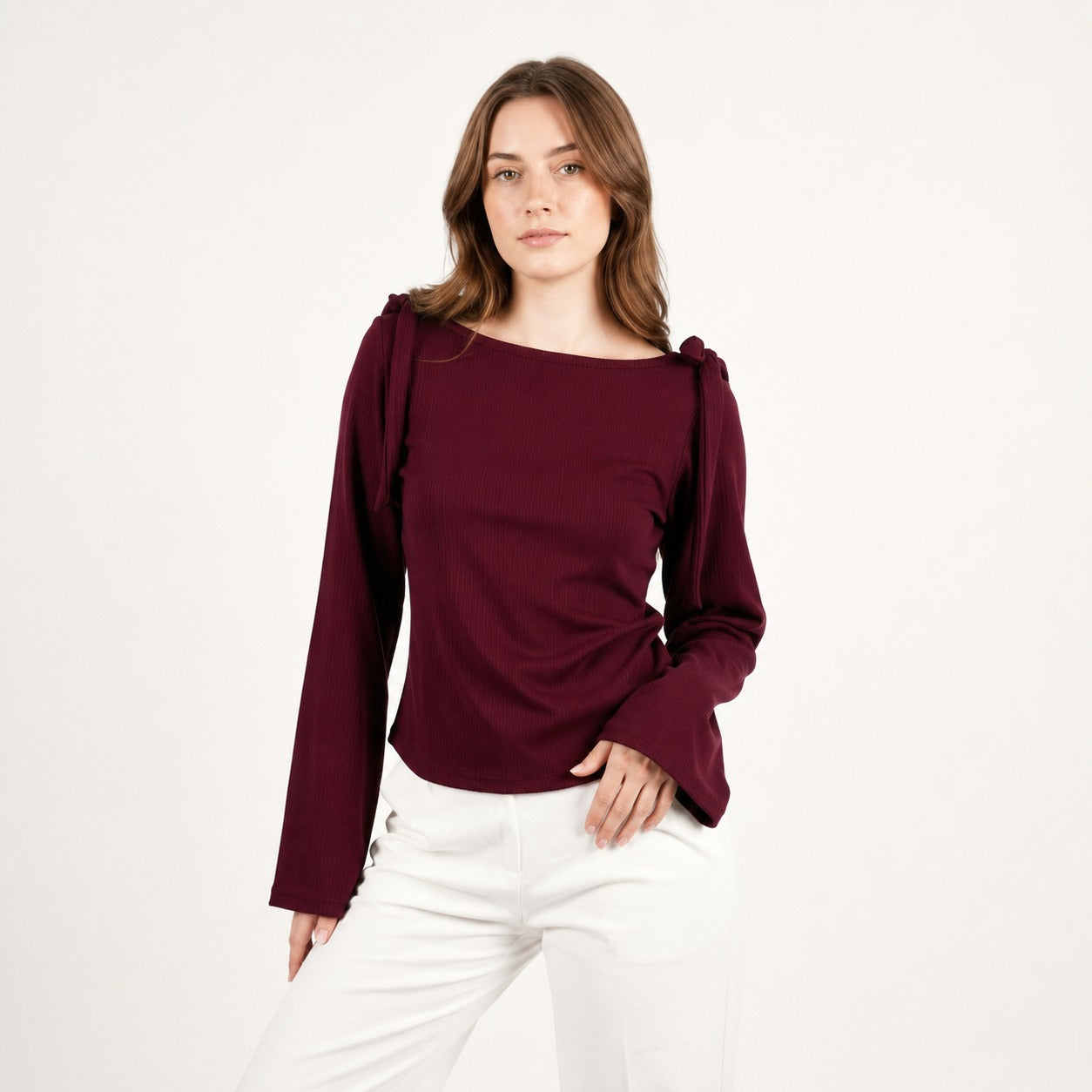 ARZO Bordeaux Charm Knit Top