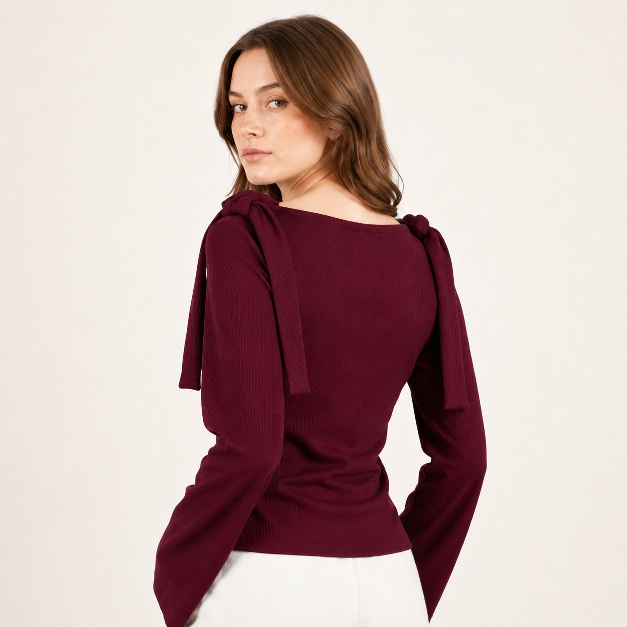 ARZO Bordeaux Charm Knit Top