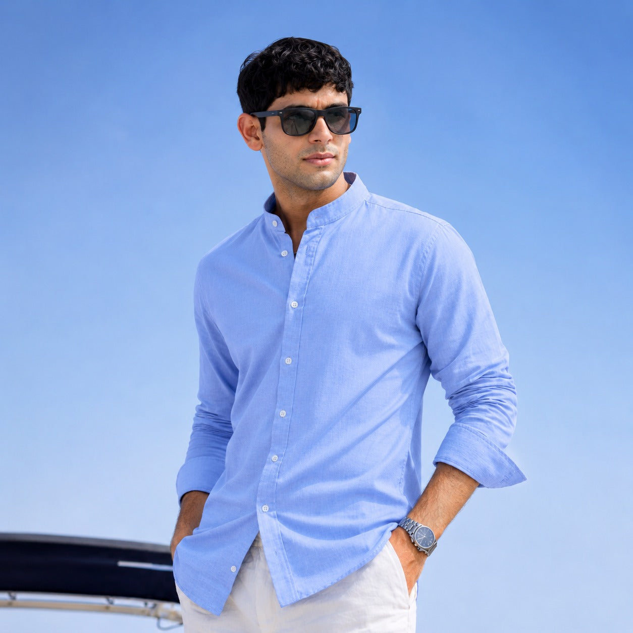 ARZO Celeste Mandarin Shirt