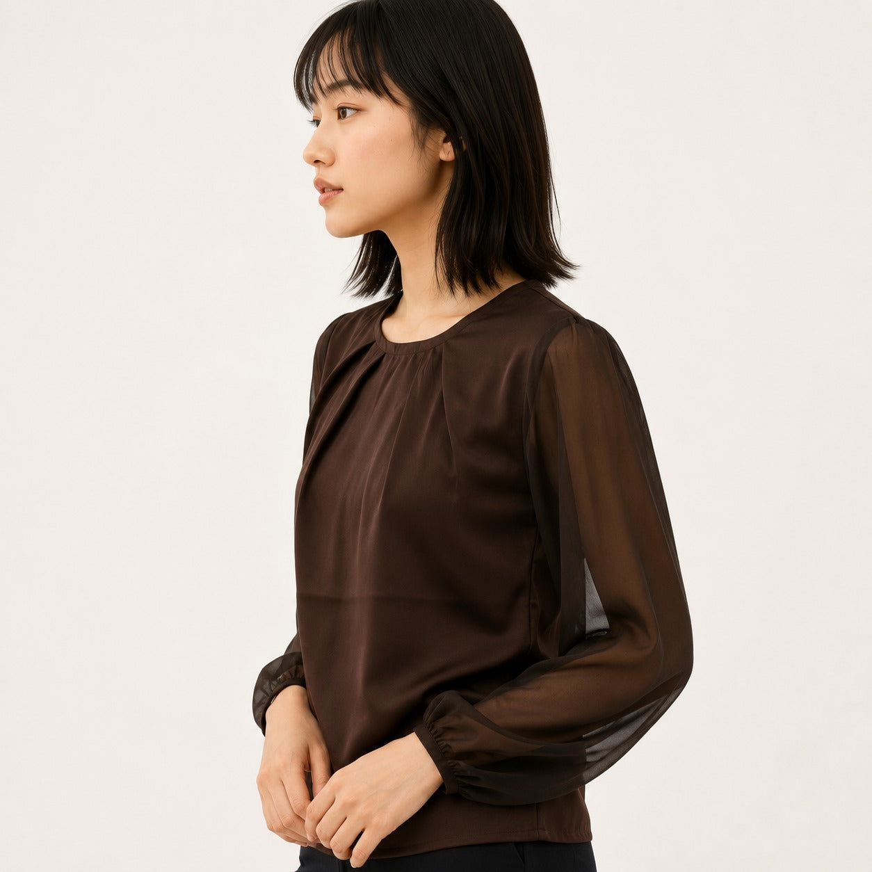 ARZO Cocoa Sheer Elegance Top (Brown)