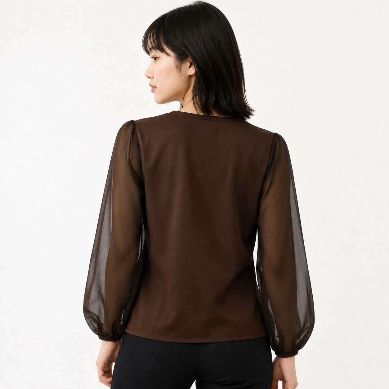 ARZO Cocoa Sheer Elegance Top (Brown)