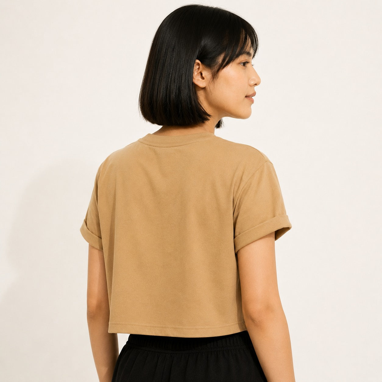 ARZO “Don’t Quit” Crop Tee – Beige