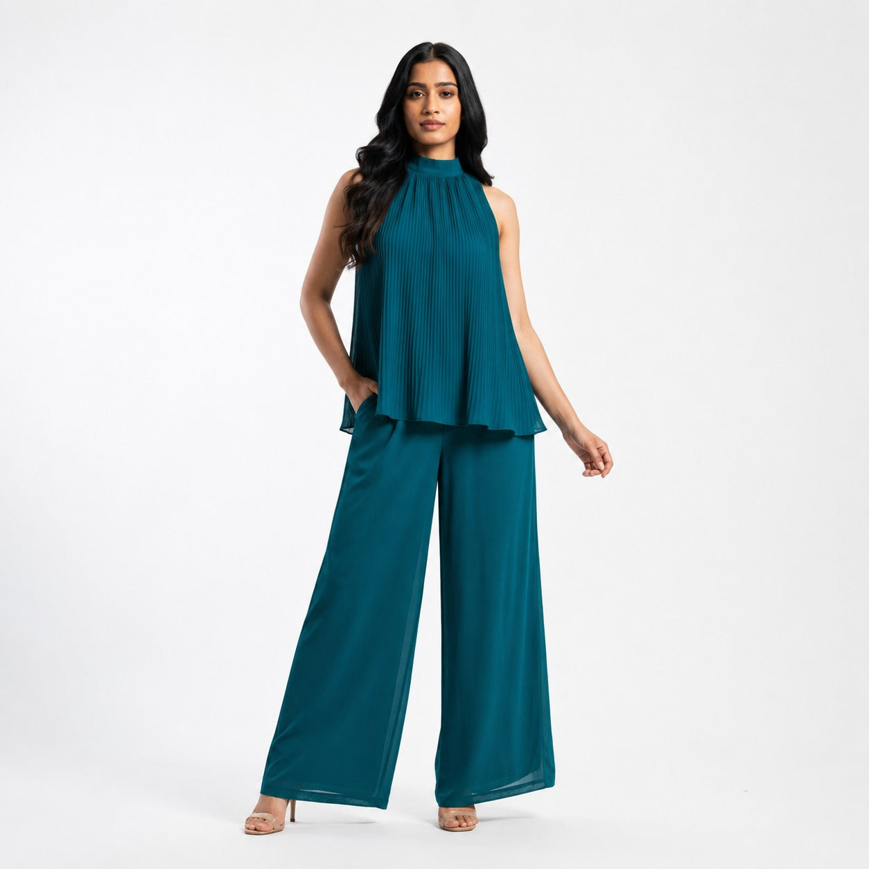 ARZO Emerald Flow Pleated Co-ord Set