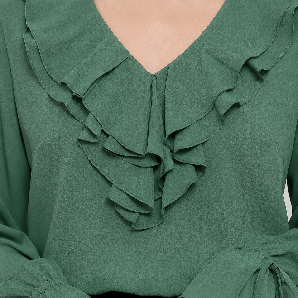 ARZO Emerald Grace Ruffle Blouse