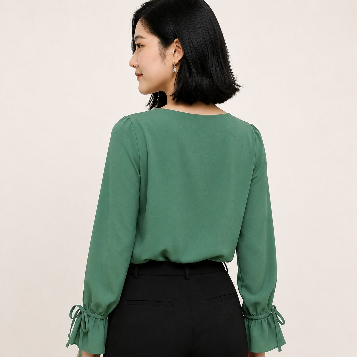 ARZO Emerald Grace Ruffle Blouse