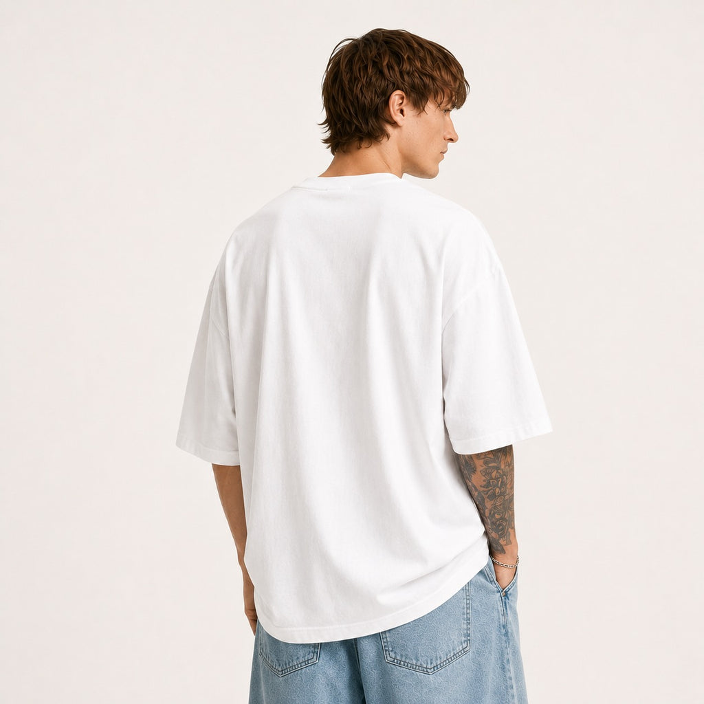 ARZO “Fear Kills” Statement Oversize Tee – Pure White