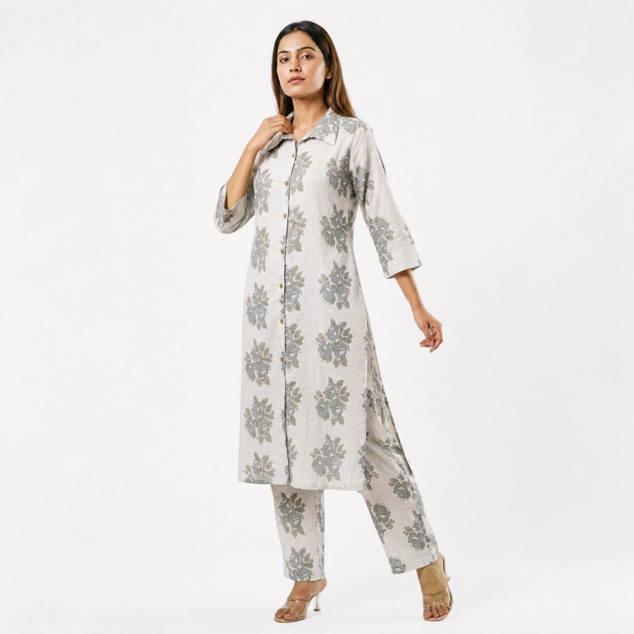 ARZO Grey Floral Co-Ord Set