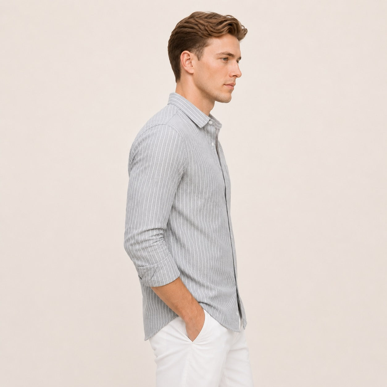 ARZO Grey Pinstripe Classic Shirt