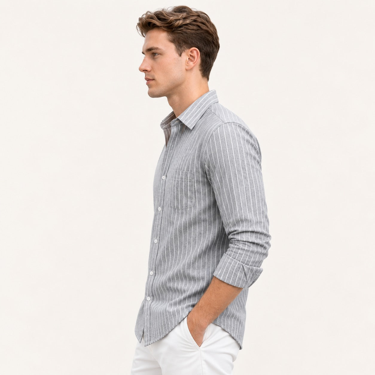 ARZO Grey Pinstripe Classic Shirt