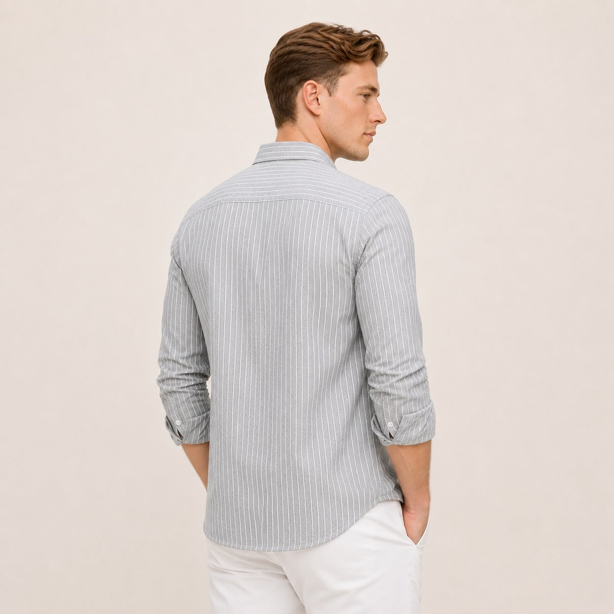 ARZO Grey Pinstripe Classic Shirt
