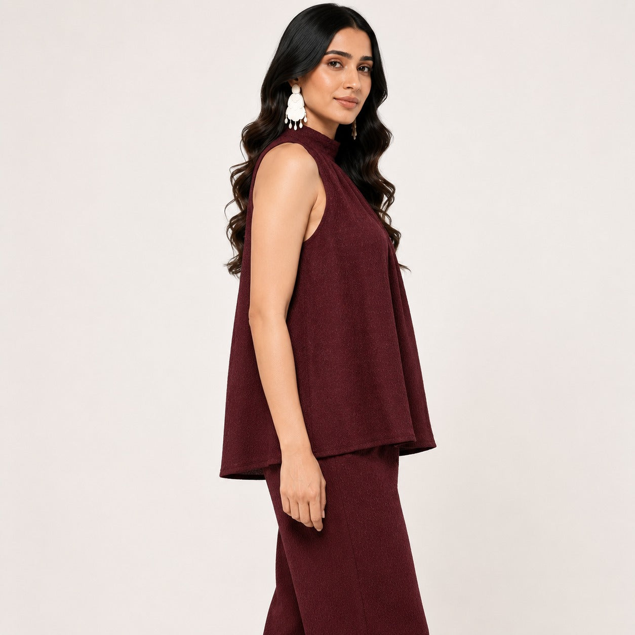 ARZO Halter Neck Co-ord Set – Wine
