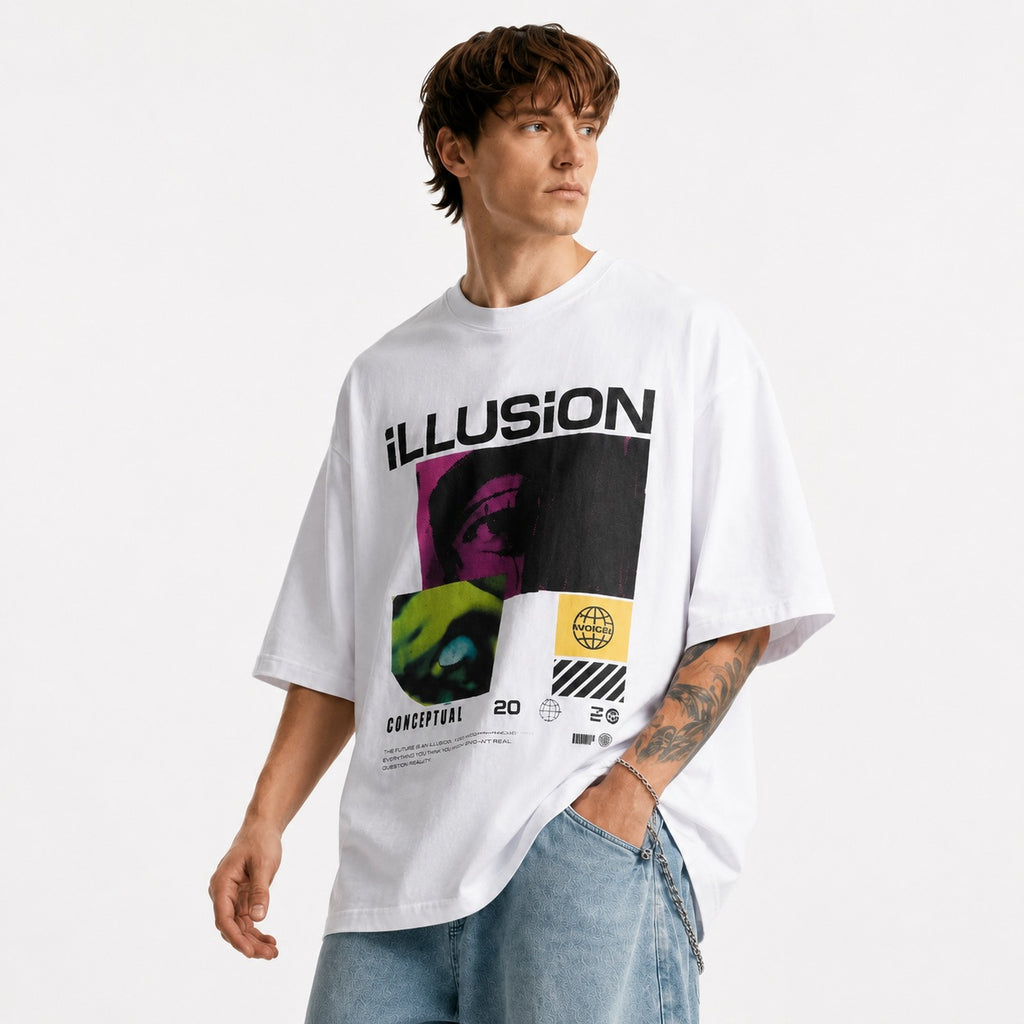 ARZO ILLUSION STATEMENT OVERSIZE TEE