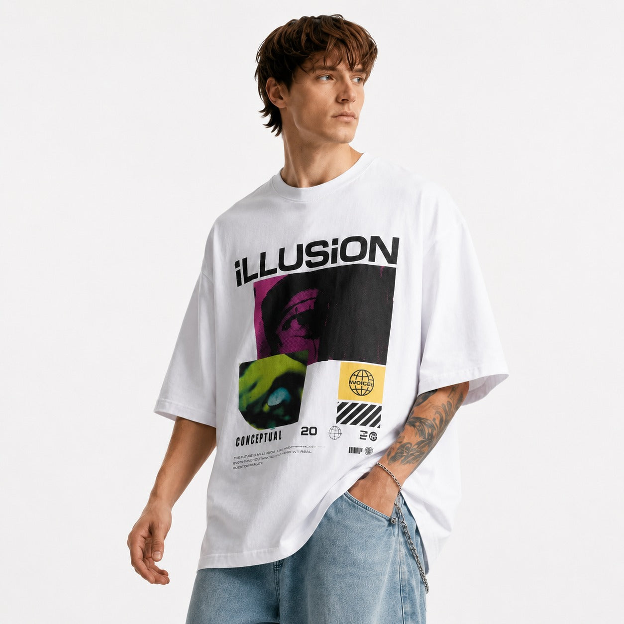 ARZO ILLUSION STATEMENT OVERSIZE TEE
