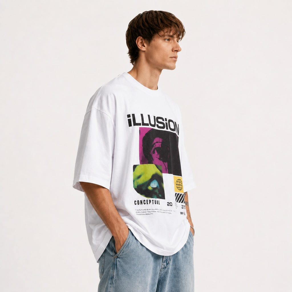 ARZO ILLUSION STATEMENT OVERSIZE TEE