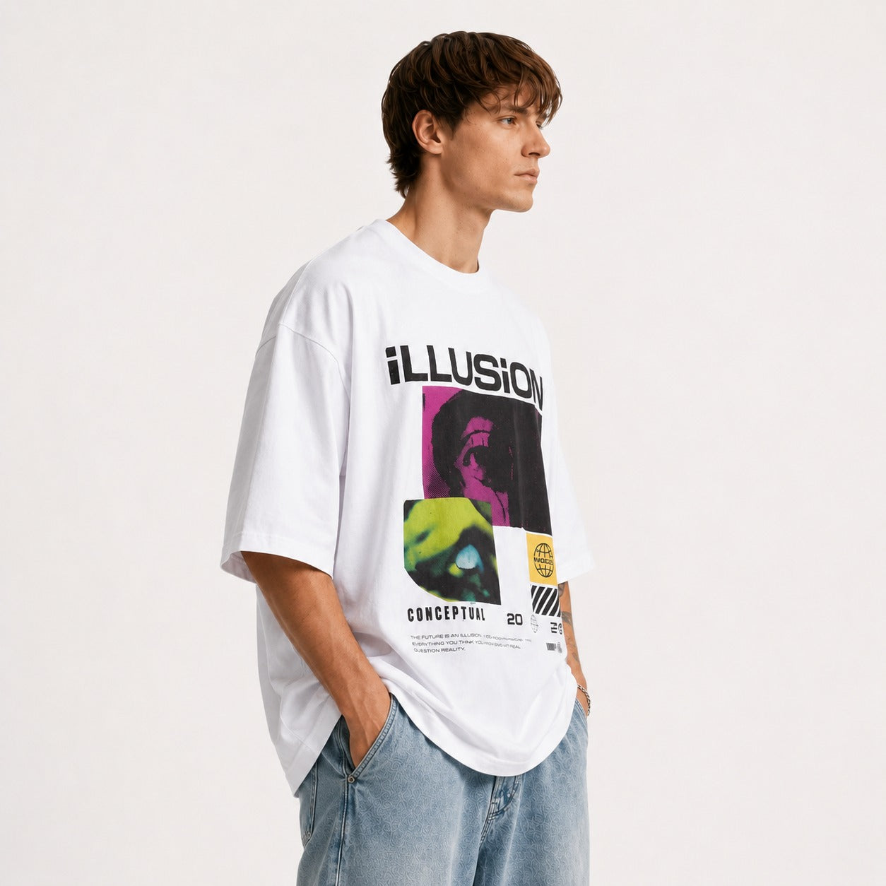 ARZO ILLUSION STATEMENT OVERSIZE TEE