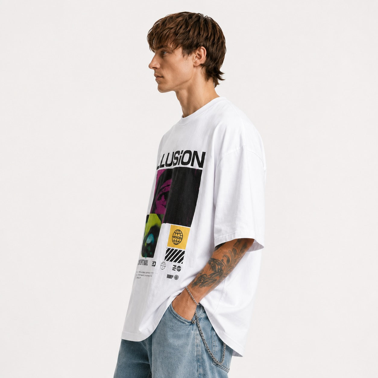 ARZO ILLUSION STATEMENT OVERSIZE TEE