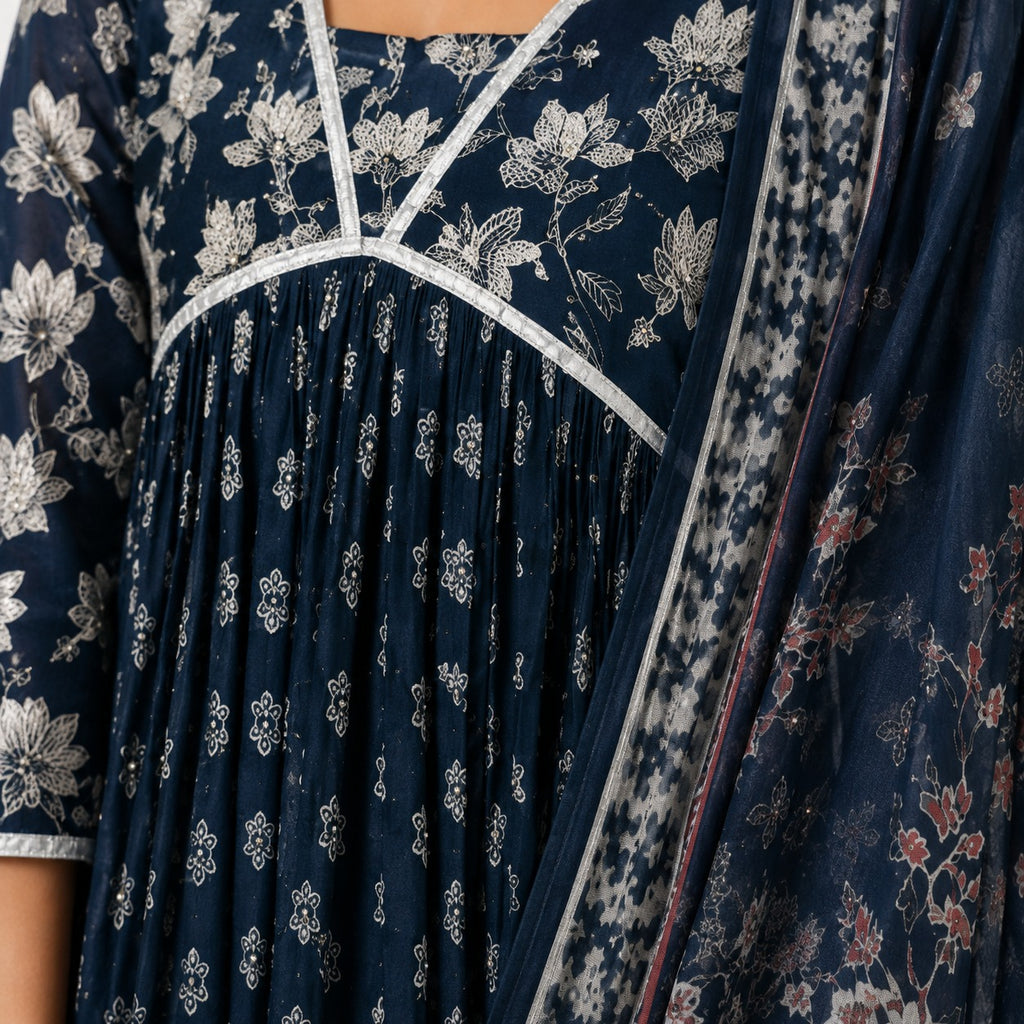 ARZO Indigo Heritage Printed Suit