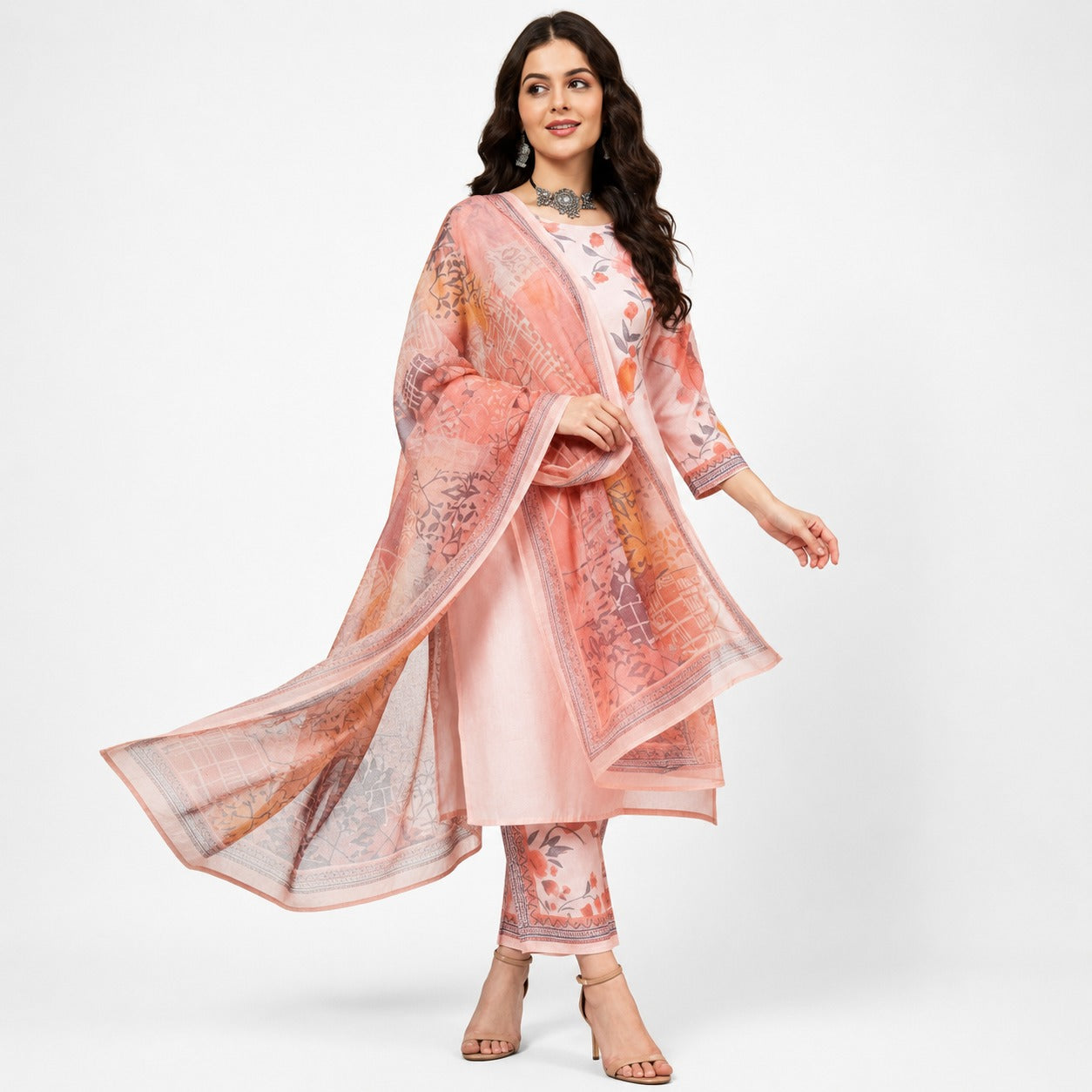 ARZO Ivory Petal Floral Suit Set