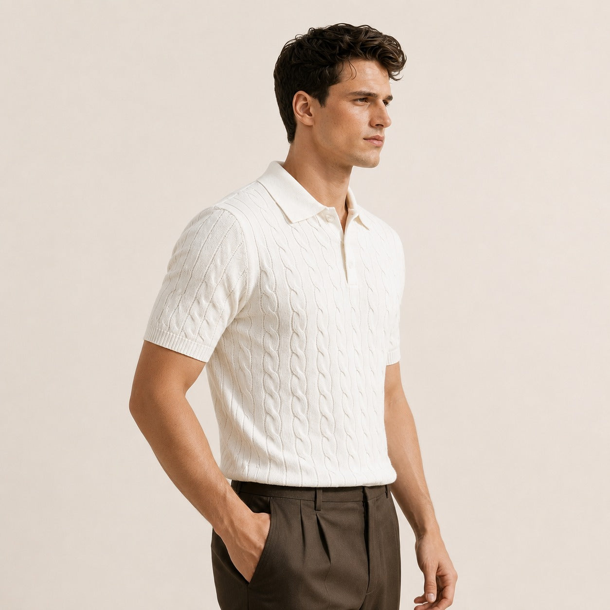 ARZO “Ivory Royale” Textured Polo