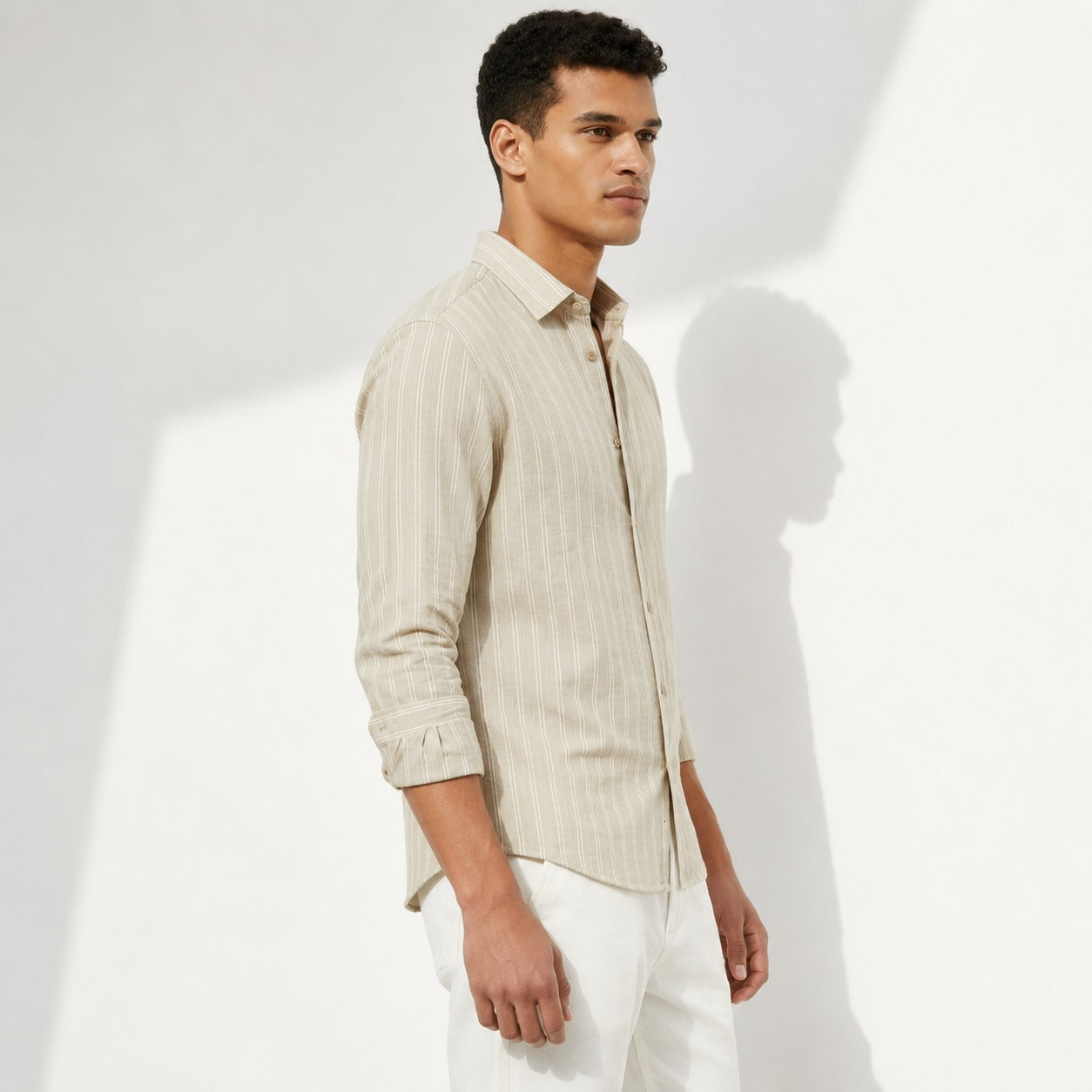 ARZO Ivory Sand Stripe Classic Shirt