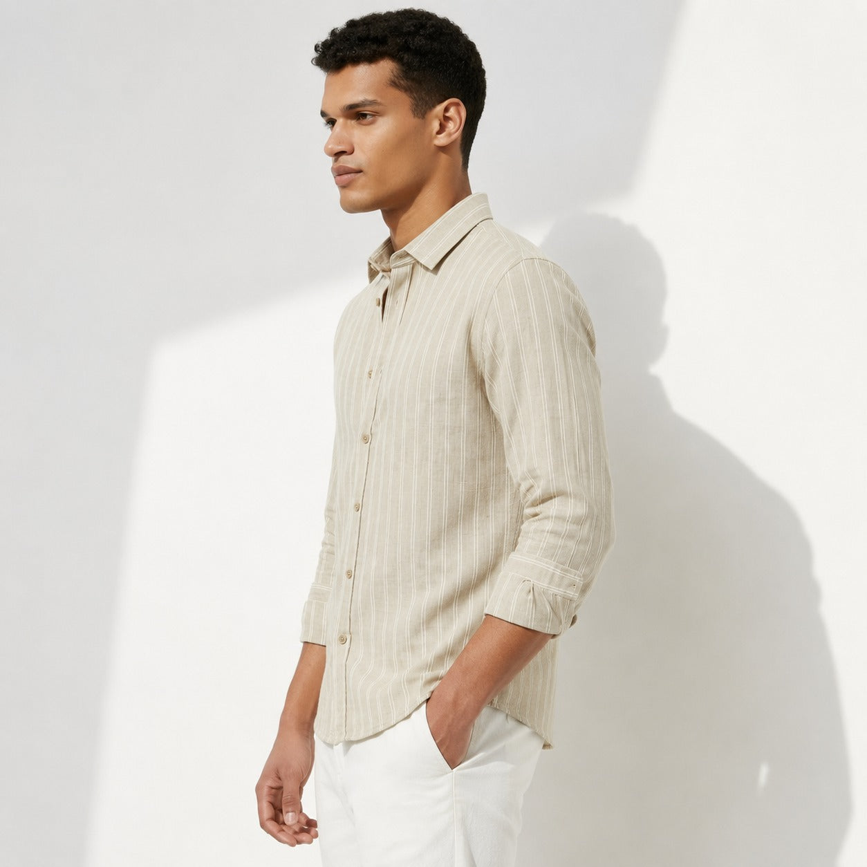ARZO Ivory Sand Stripe Classic Shirt