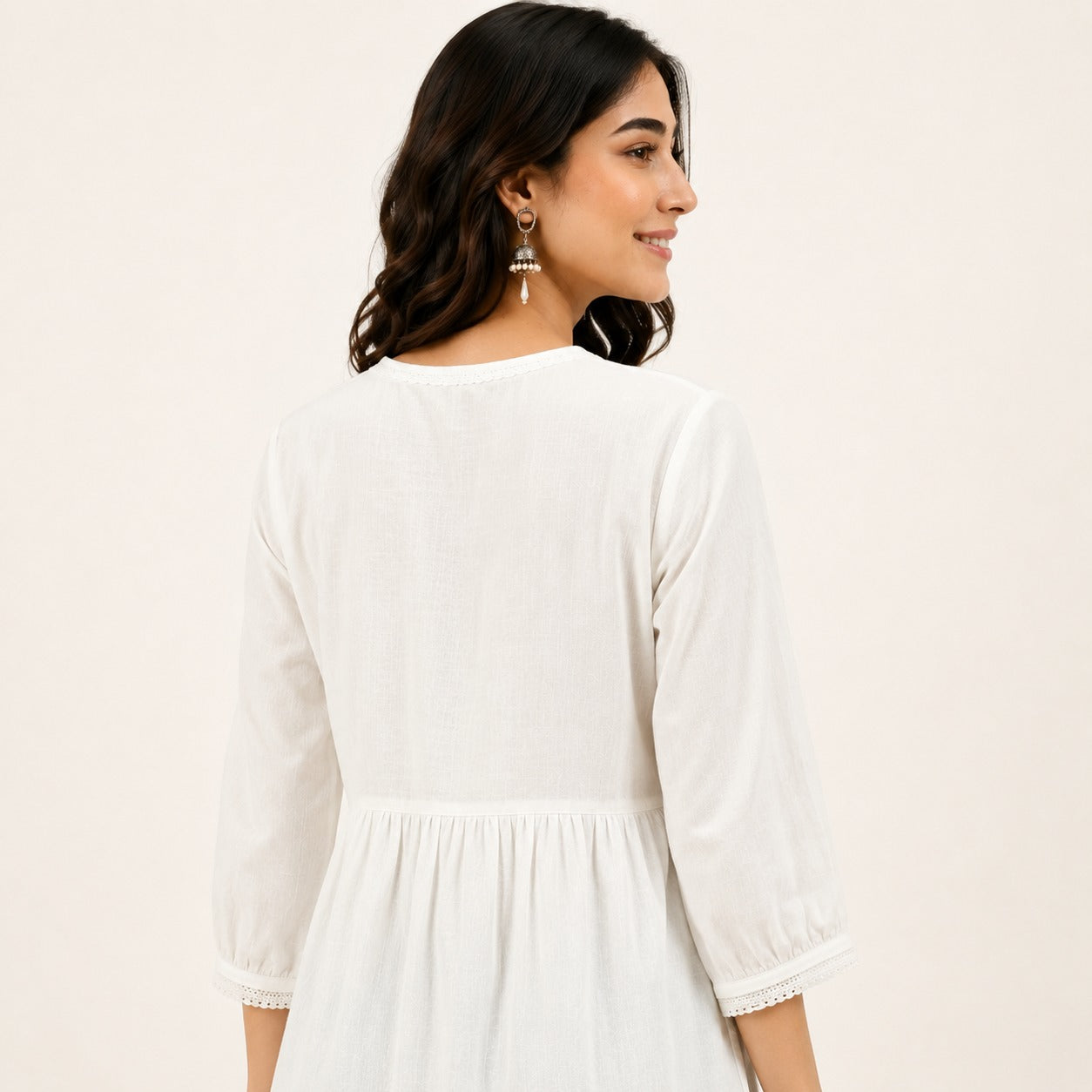 ARZO Lace-Up Tunic Top – Off White