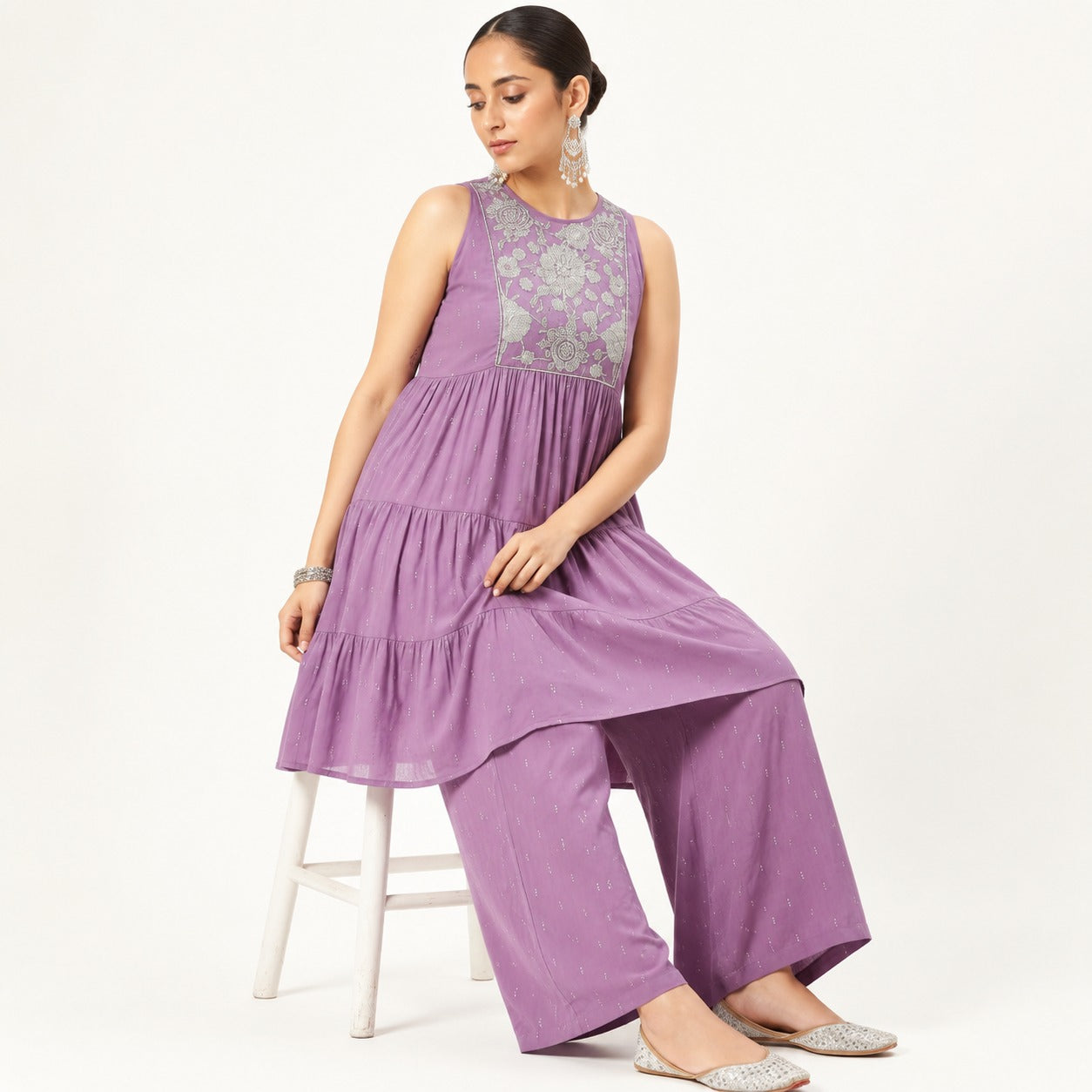 ARZO Lavender Whisper Tiered Suit Set