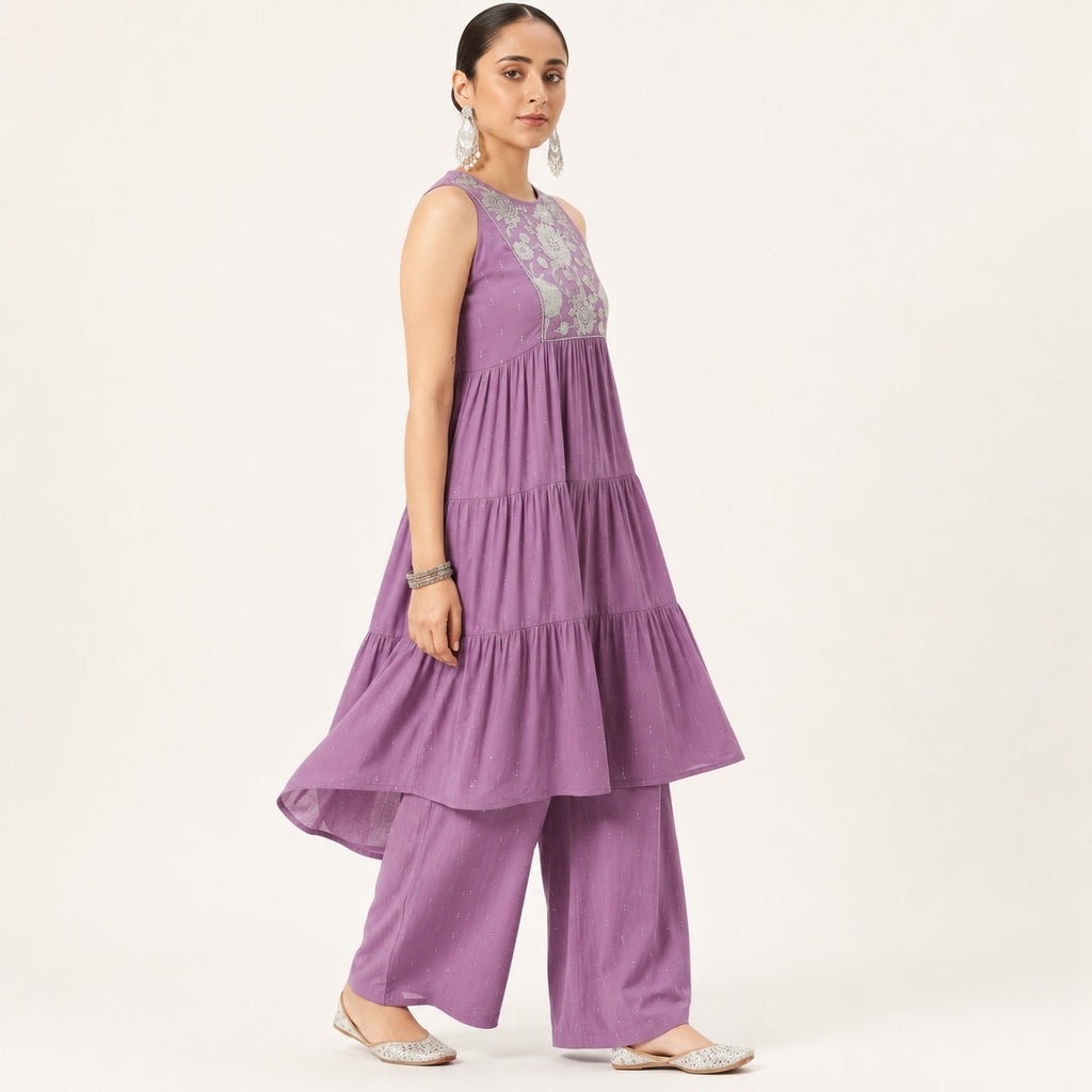 ARZO Lavender Whisper Tiered Suit Set
