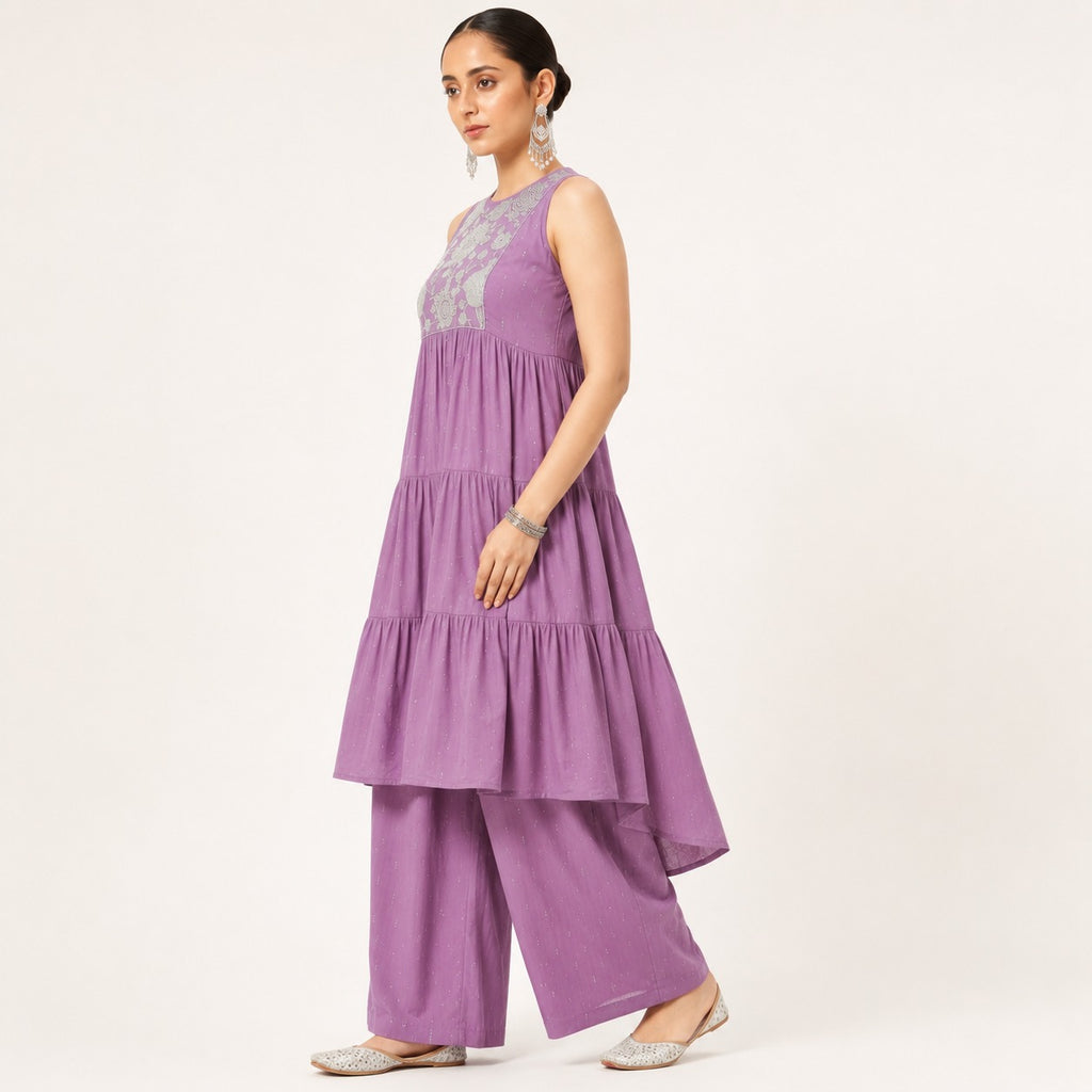 ARZO Lavender Whisper Tiered Suit Set