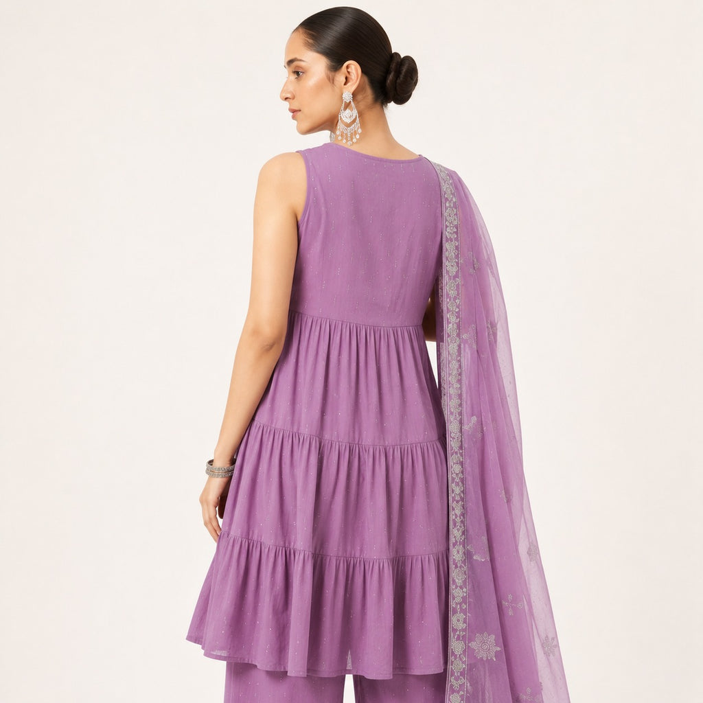 ARZO Lavender Whisper Tiered Suit Set