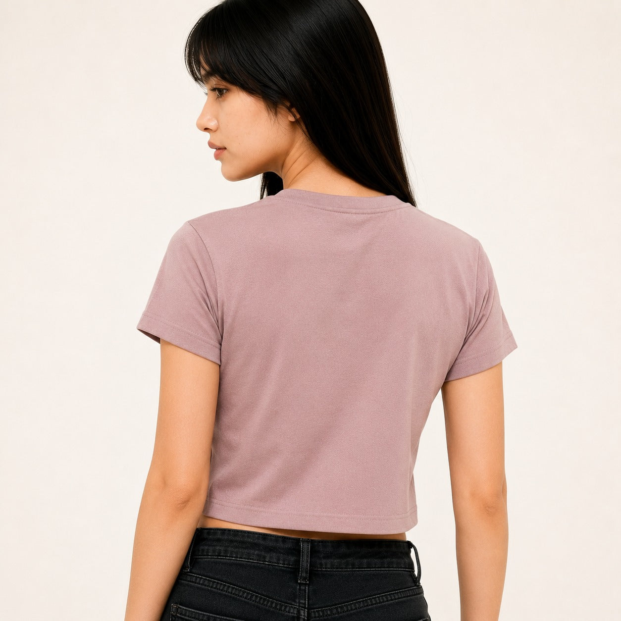 ARZO “Little Baddie” Crop Tee – Dusty Pink