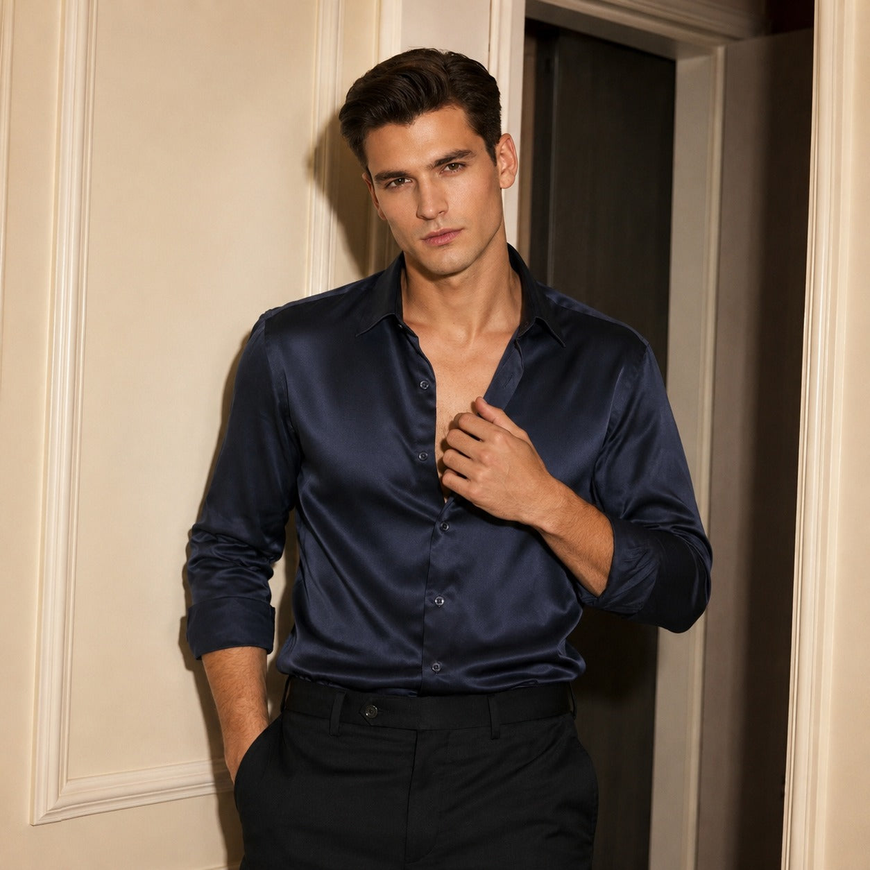 ARZO Midnight Luxe Satin Shirt