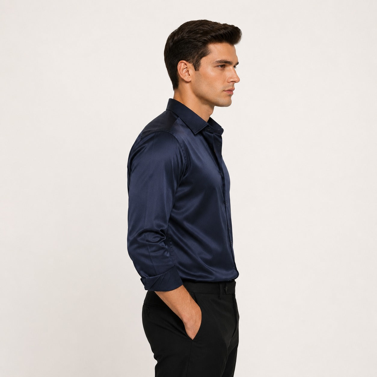 ARZO Midnight Luxe Satin Shirt