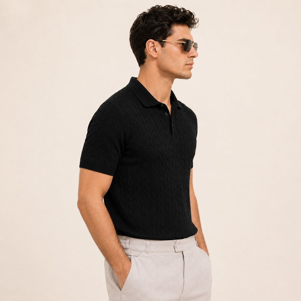 ARZO “Midnight Luxe” Textured Polo