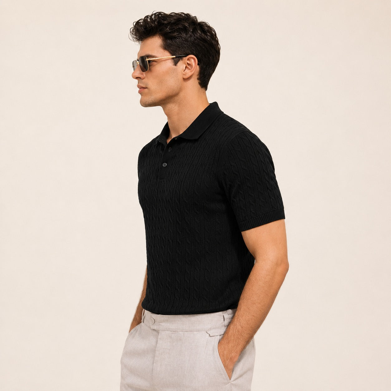 ARZO “Midnight Luxe” Textured Polo