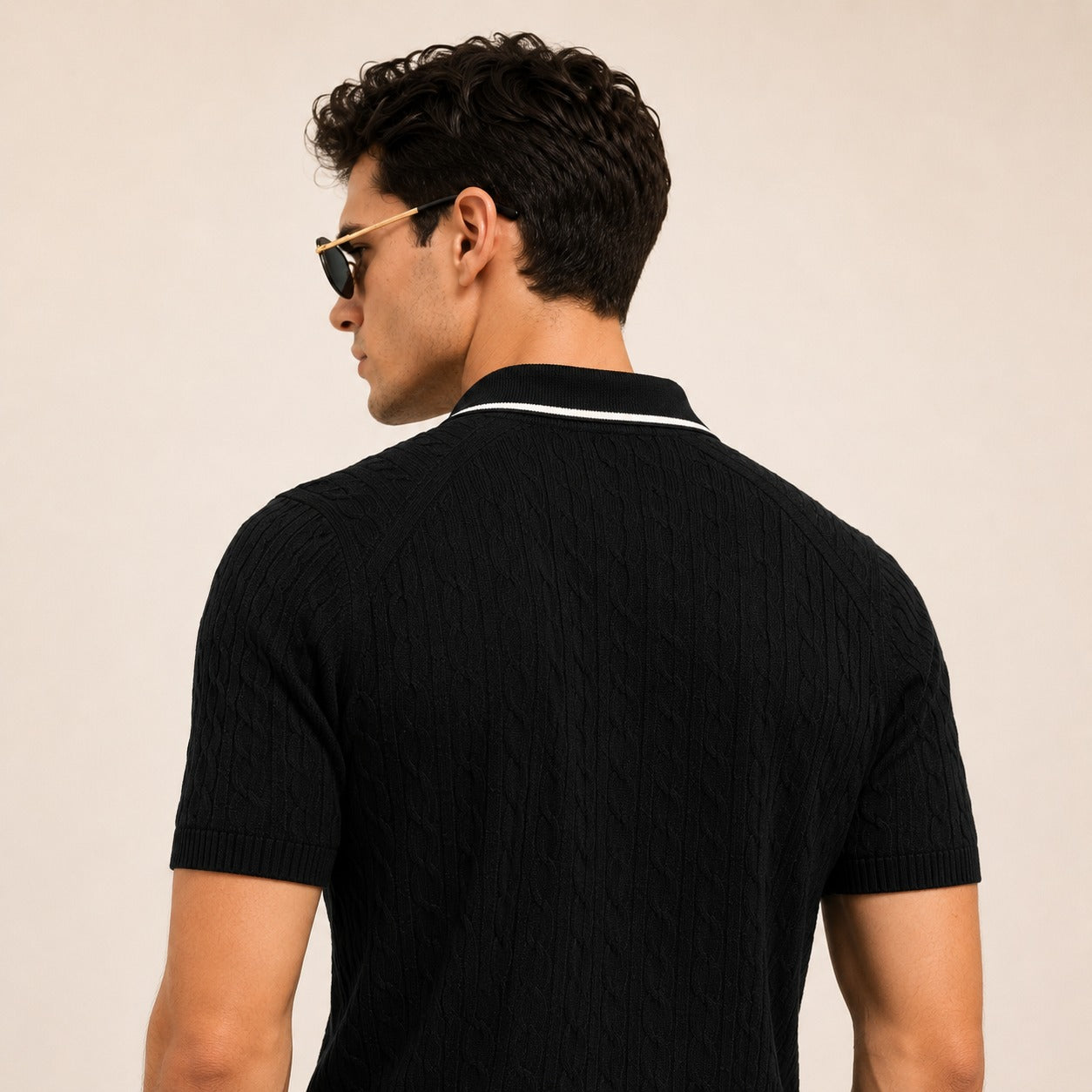 ARZO “Midnight Luxe” Textured Polo