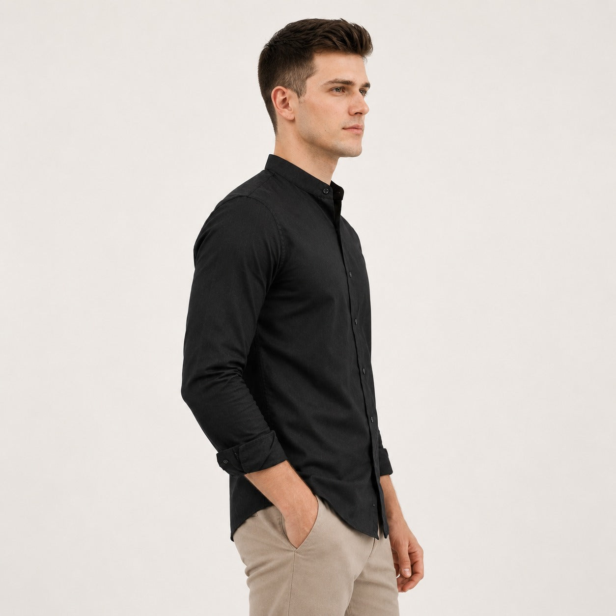 ARZO Midnight Noir Mandarin Shirt