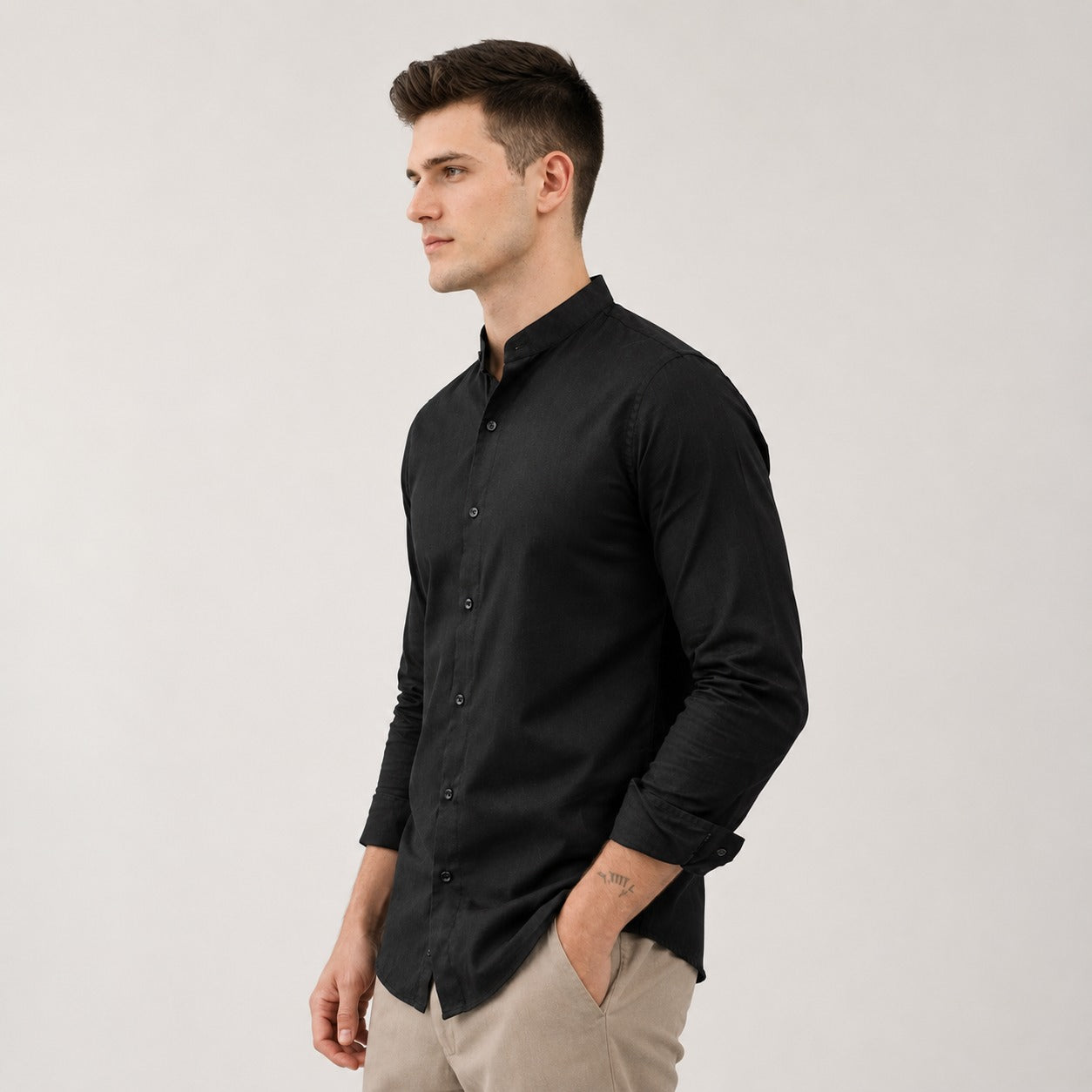 ARZO Midnight Noir Mandarin Shirt