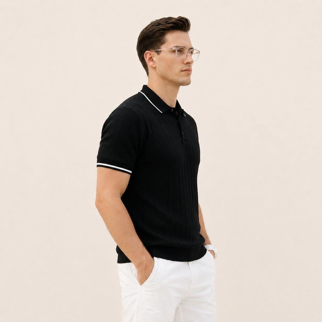ARZO Midnight Ribbed Elite Polo | Premium Quality