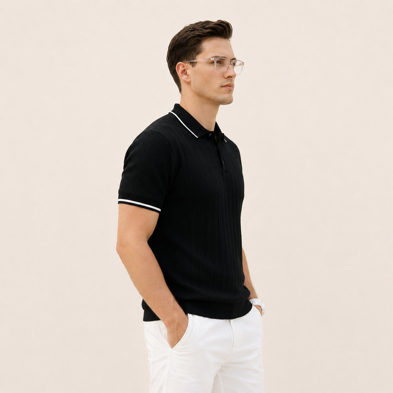 ARZO Midnight Ribbed Elite Polo | Premium Quality