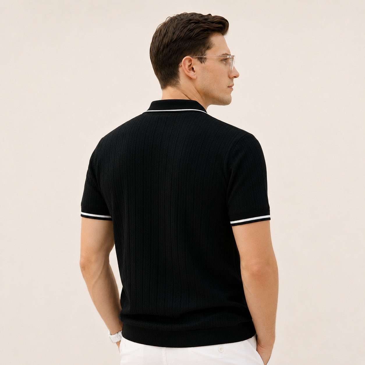 ARZO Midnight Ribbed Elite Polo | Premium Quality