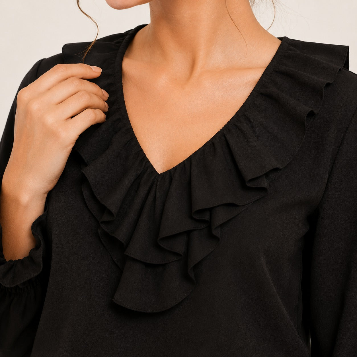 ARZO Midnight Ruffle V-Neck