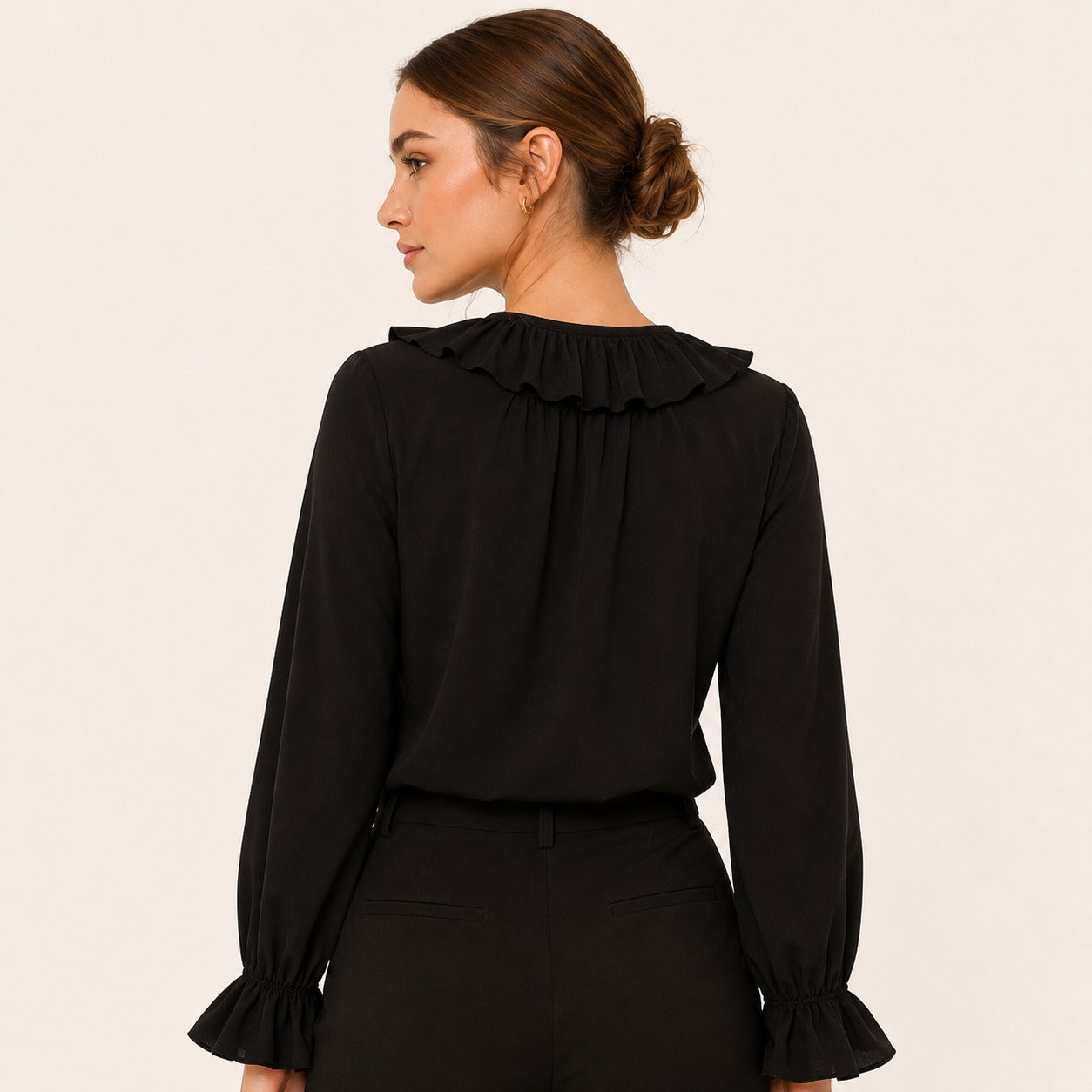 ARZO Midnight Ruffle V-Neck